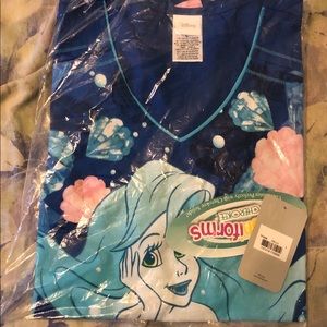 Little Mermaid Scrub Top (Large) NWT